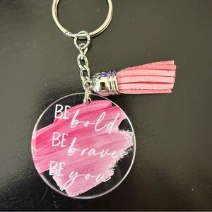 Pink Inspirational Keychain with Tassel